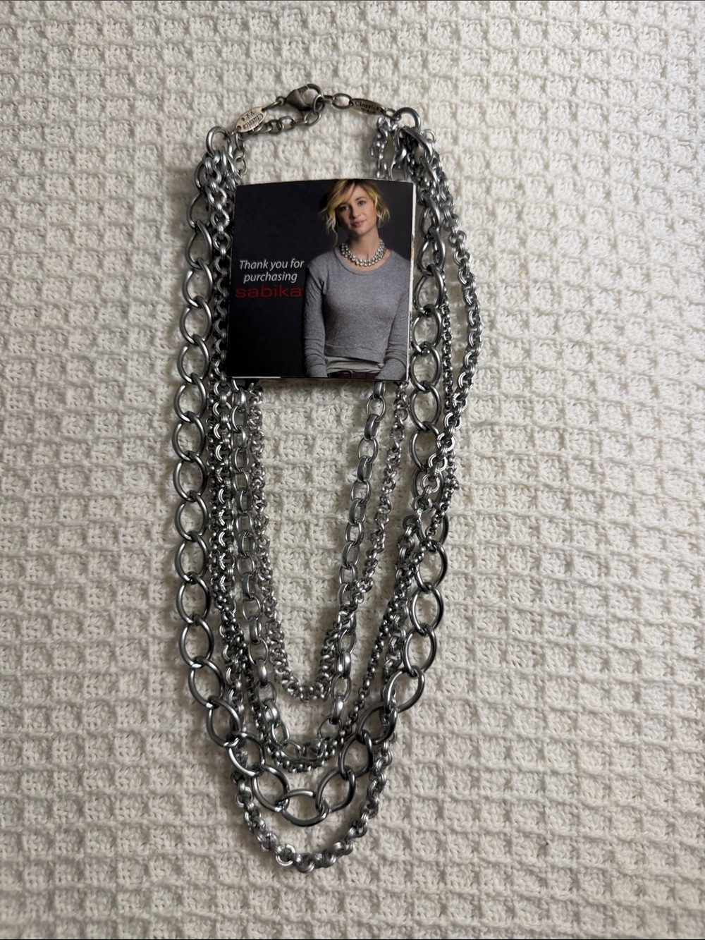 Sabika Silver Layered Chain Statement Necklace